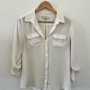 LOFT Women's Cream Button Down Shirt